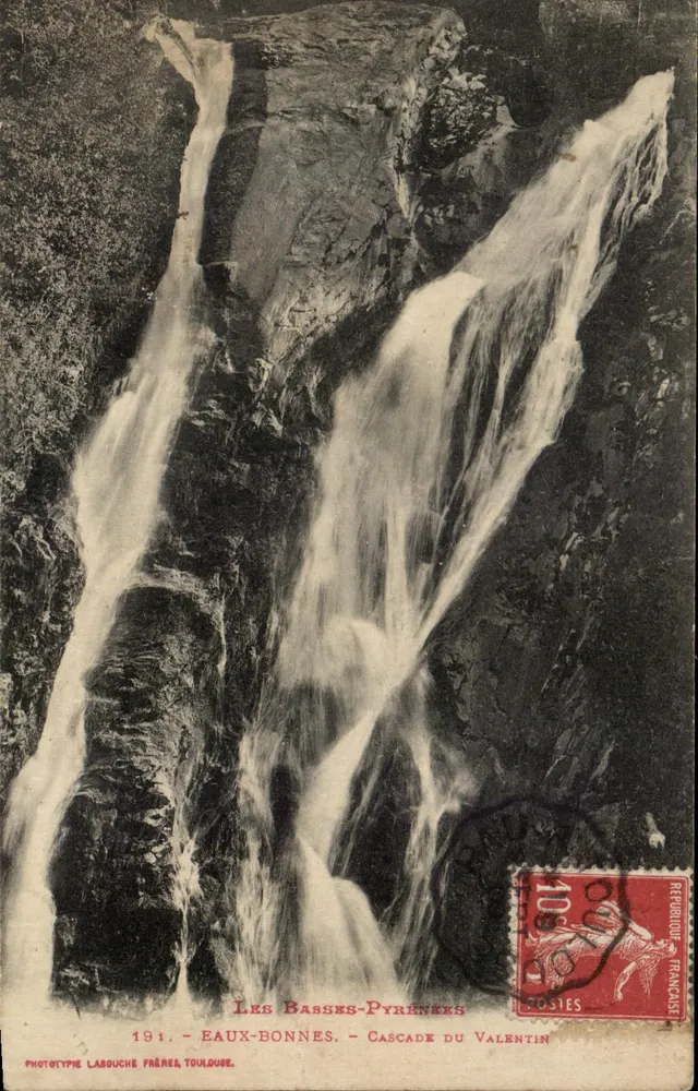As Baixas-Pirineus - Eaux-Bonnes - Cachoeira do Valentin — Fototipo Labouche Frères, Toulouse - Frente