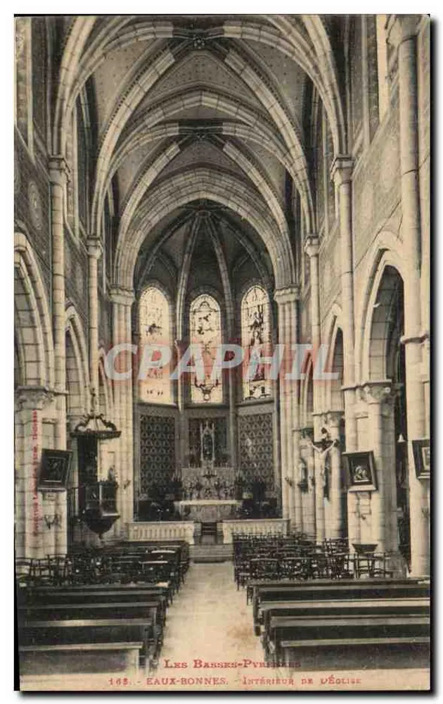 Eaux-Bonnes - Interior de la iglesia — Basses-Pyrénées, editor no identificado, n° 168 - Anverso