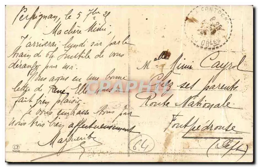 Die Basses-Pyrénées — Ansicht von Perpignan und der linke Teil der Dorfterrasse — Verlag J. Deppe, Perpignan - Rückseite