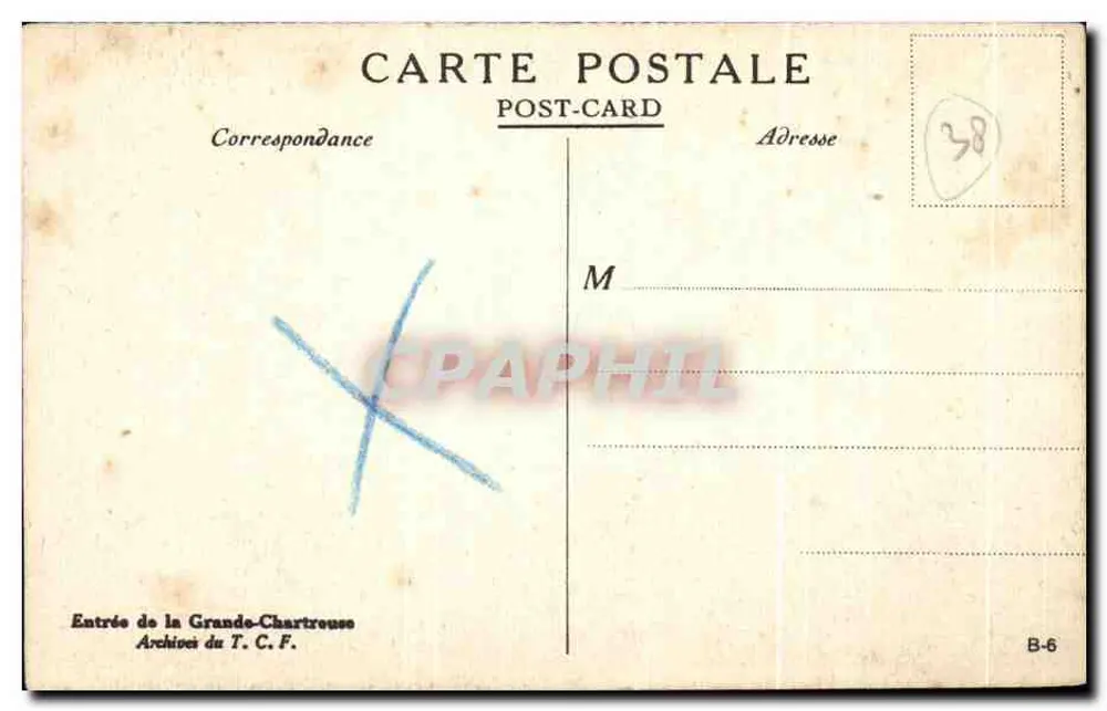 Entrada da Grande-Chartreuse — Archives du T. C. F. — B-6 - Verso