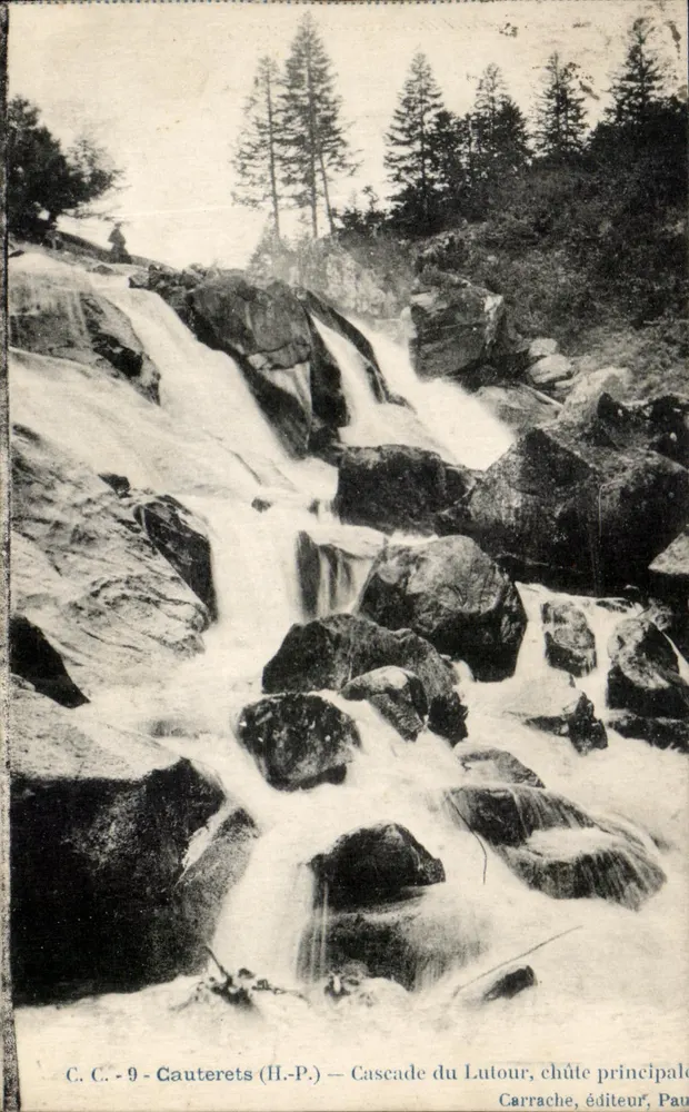 Cauterets (H.-P.) — Cachoeira do Lutour, queda principal — Carrache, editor, Paul - Frente