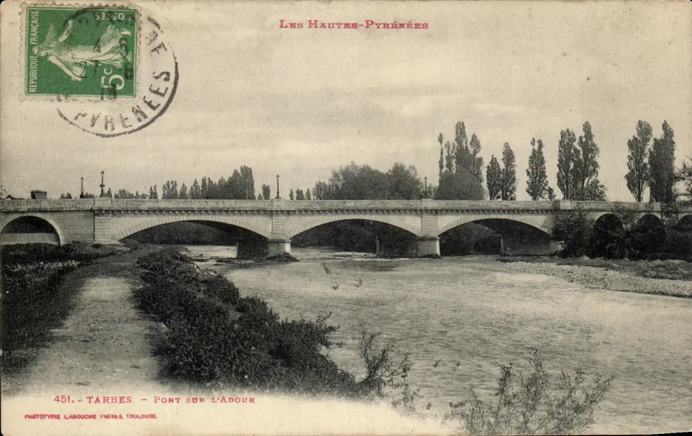 Tarbes — Brücke über den Adour — Les Hautes-Pyrénées — Phototype Labouché, Toulouse, n°451 - Vorderseite