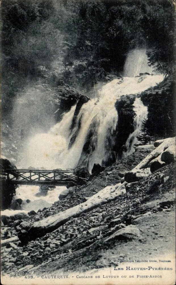 Cauterets - Wasserfall Lutour oder Pisse-Arros — Phototypie Laboiche frères, Toulouse, n°438 - Vorderseite