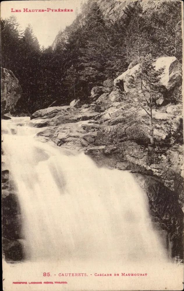 Cauterets - Cascata de Mauhourat — As Altas Pirineus, editor H. Laguëre, n° 85 - Frente