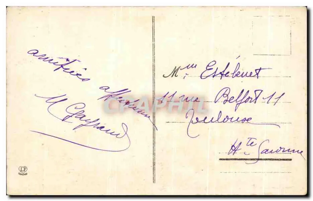 Biarritz - O Rocher de la Vierge em tempo de tempestade — Fototipia Labouche frères, Toulouse, série C.28, n°1206 - Verso