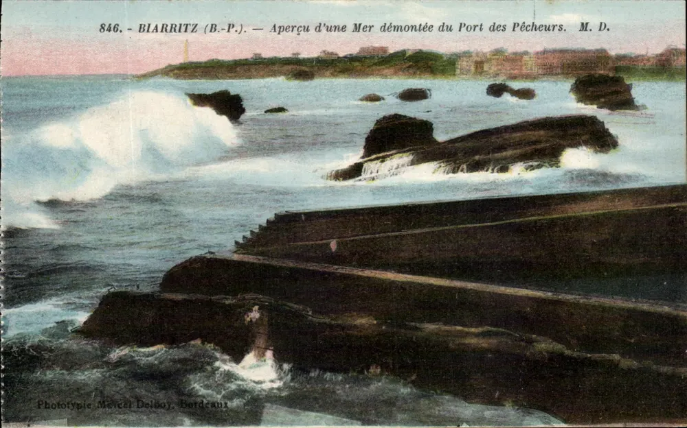 Biarritz (B.-P.) — Blick auf eine entmachtete See vom Fischereihafen — Phototypie Marcel Dolboy, Bordeaux, n° 846 - Vorderseite
