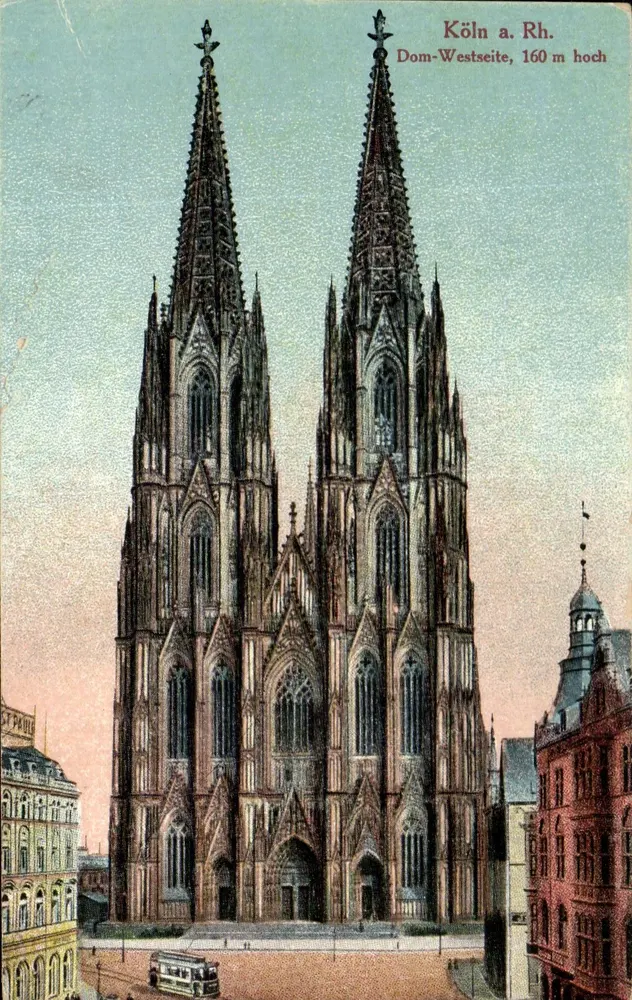 Catedral de Colônia — Fachaleta ocidental, 160 m de altura — Frank Anzinger Nachf., Köln 31 - Frente
