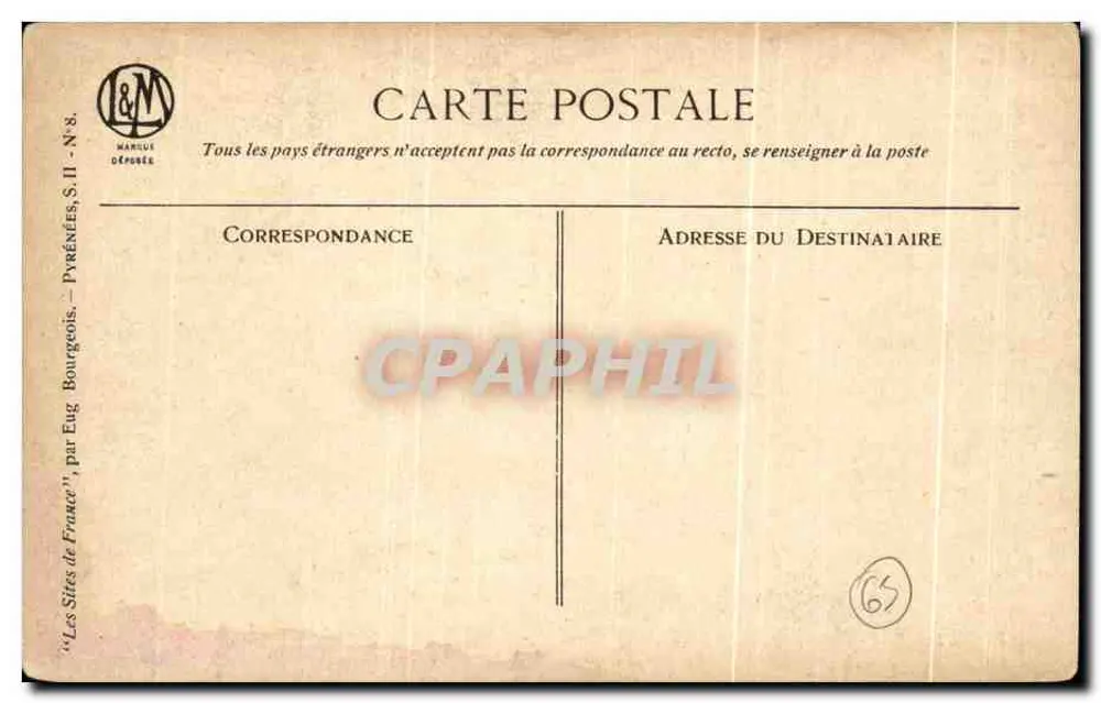 Vale de Caumary — Luzège — Pirineus-Orientais — editor Marque Déprez, série N°8 - Verso