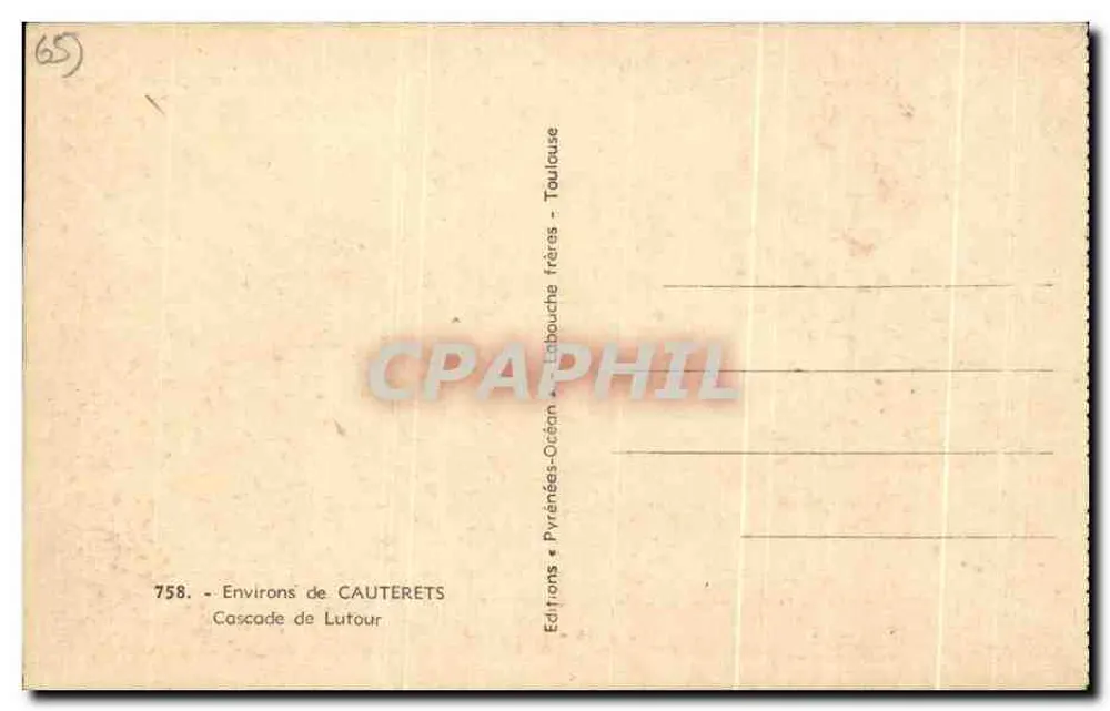 Cachoeira de Lutour — Arredores de Cauterets — Editor: Lapouche frères - Verso