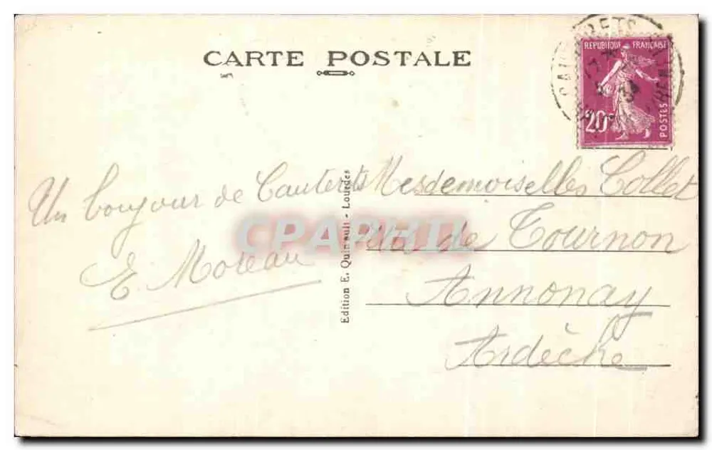 Cauterets — Le Gave et le Péguère — Uitgave E. Quinault, n°103 - Achterkant