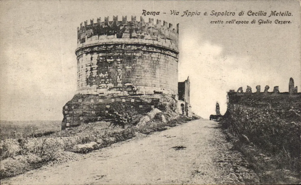 Rom - Via Appia und das Grab der Cecilia Metella — errichtet zur Zeit von Julius Caesar. Edition E. Richter - Rom. - Vorderseite