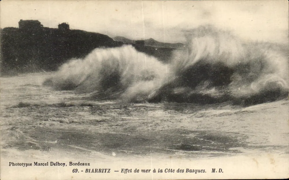 Biarritz — Efeito do mar na Costa dos Bascos — Fototipia Marcel Delboy, Bordeaux, n°69 - Frente