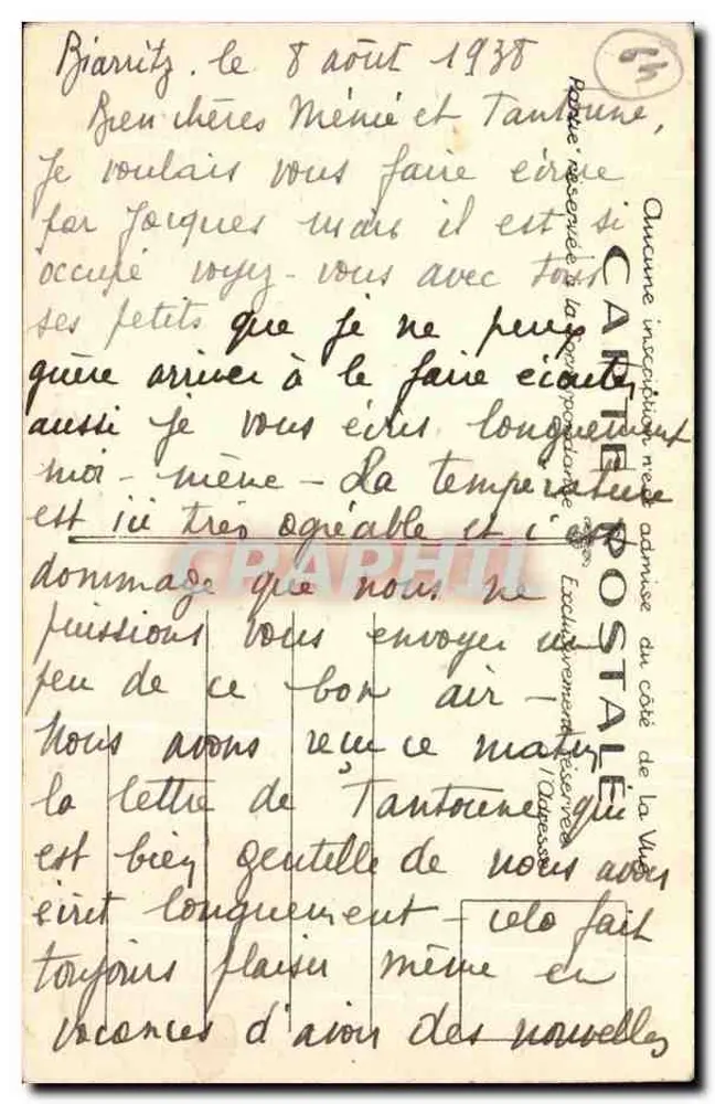 Biarritz — Denkmal für S.M. Edward VII und die Strände — Phototypie Marcel Delboy, Bordeaux - Rückseite