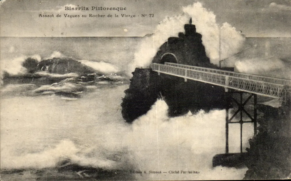 Biarritz Pittoresque — Sturm der Wellen am Rocher de la Vierge — Ausgabe A. Simons, Nr. 72 - Vorderseite
