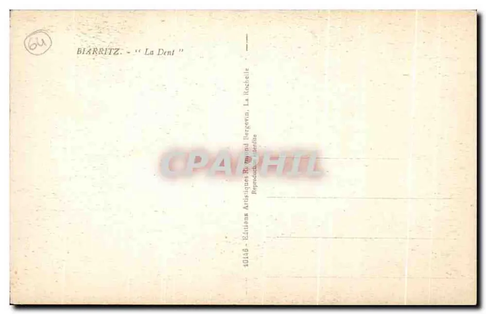 Biarritz - 'La Dent' — Edições Artísticas Raymond Norgévin - Verso