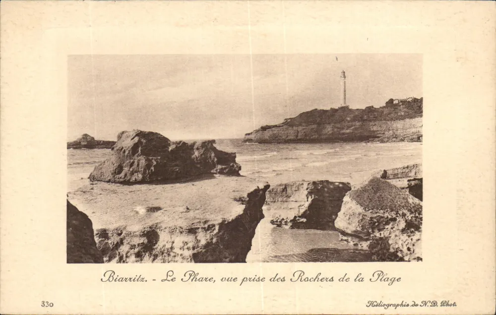 Biarritz - Der Leuchtturm, Ansicht vom Felsen der Strand — Héliographie de N.D. Phot. n°330 - Vorderseite
