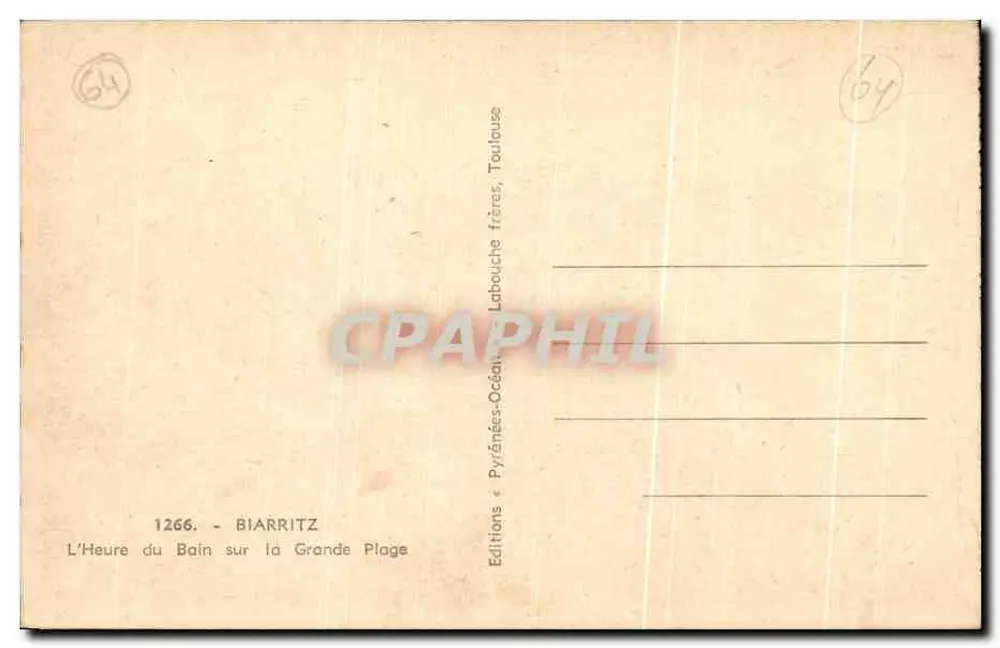 Biarritz — Die Badezeit auf der Grande Plage — Editions Labouche frères, Toulouse - Rückseite