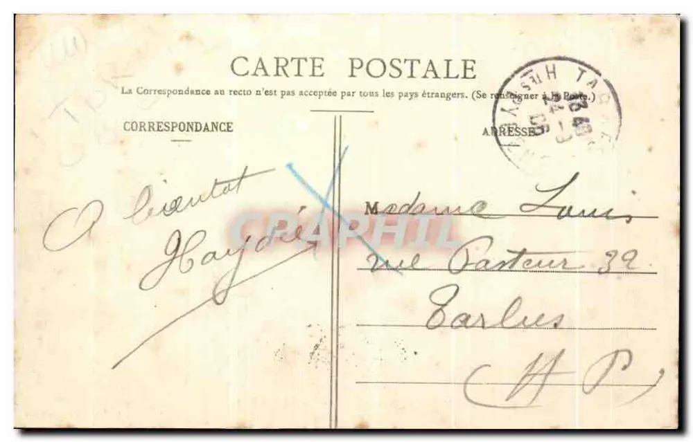Biarritz Pittoresque — Welle am Felsen der Jungfrau — Edition A. Simons, N° 110 - Rückseite