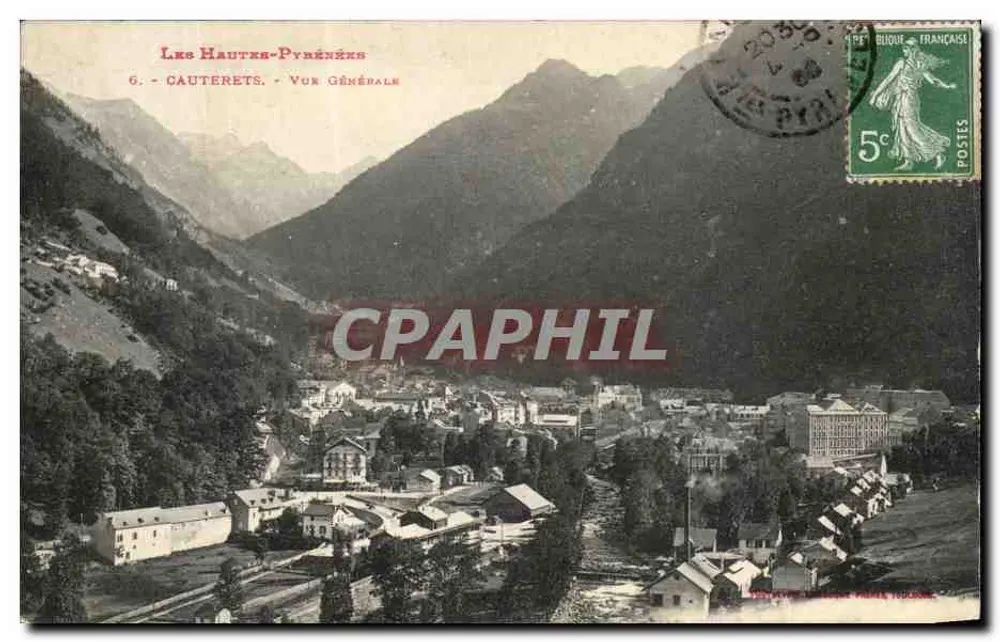 Cauterets - Vista Geral — As Hautes-Pyrénées, editada pela Imprensa da Postagem - Frente
