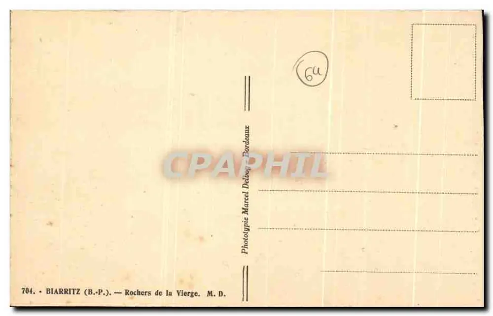 Biarritz (B.P.) — Rochers da Virgem — Fototipia Marcel Deloof, Bordeaux - Verso