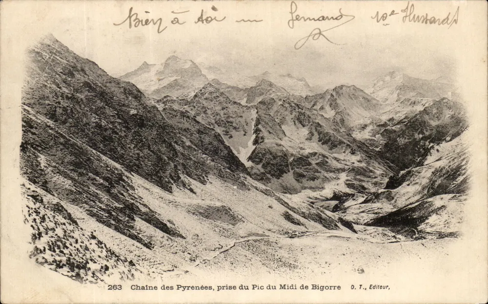 Kette der Pyrenäen, Blick vom Pic du Midi de Bigorre — D. T., Verlag, Nr. 263 - Vorderseite