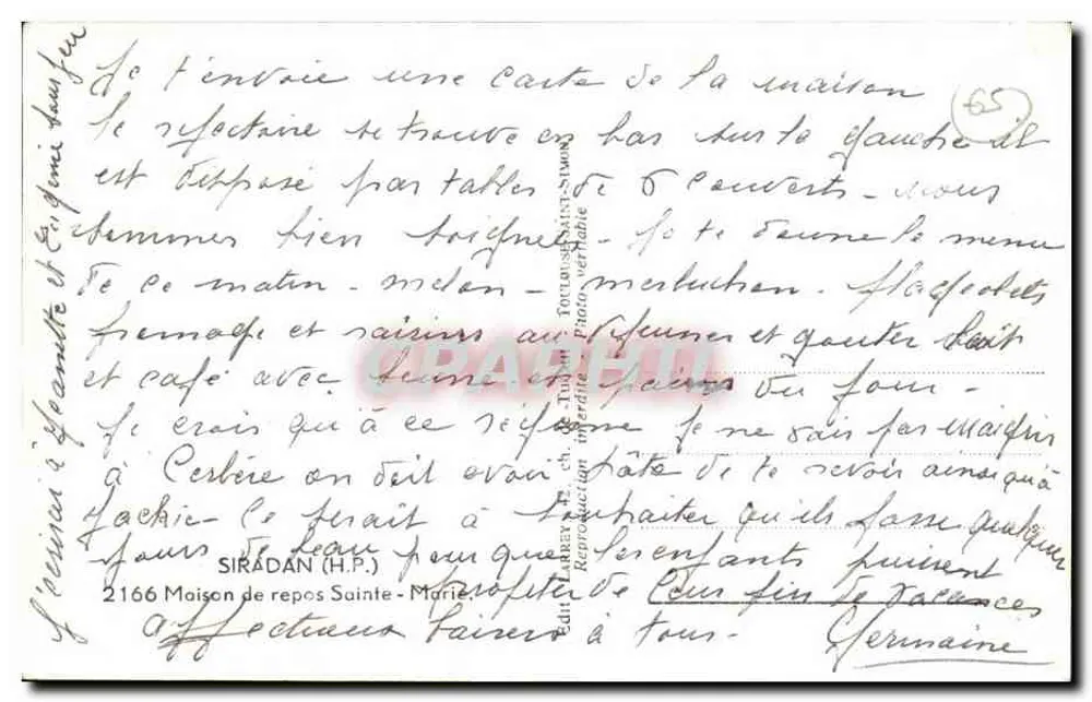Casa de repouso Sainte-Marie — Siradan (H.P.) — Larrey - Verso