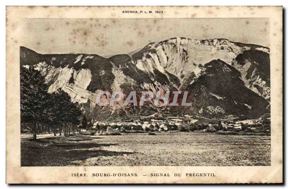 Isère. Bourg-d'Oisans — Signal do Prégentil — Agenda P.L.M. 1923 - Frente
