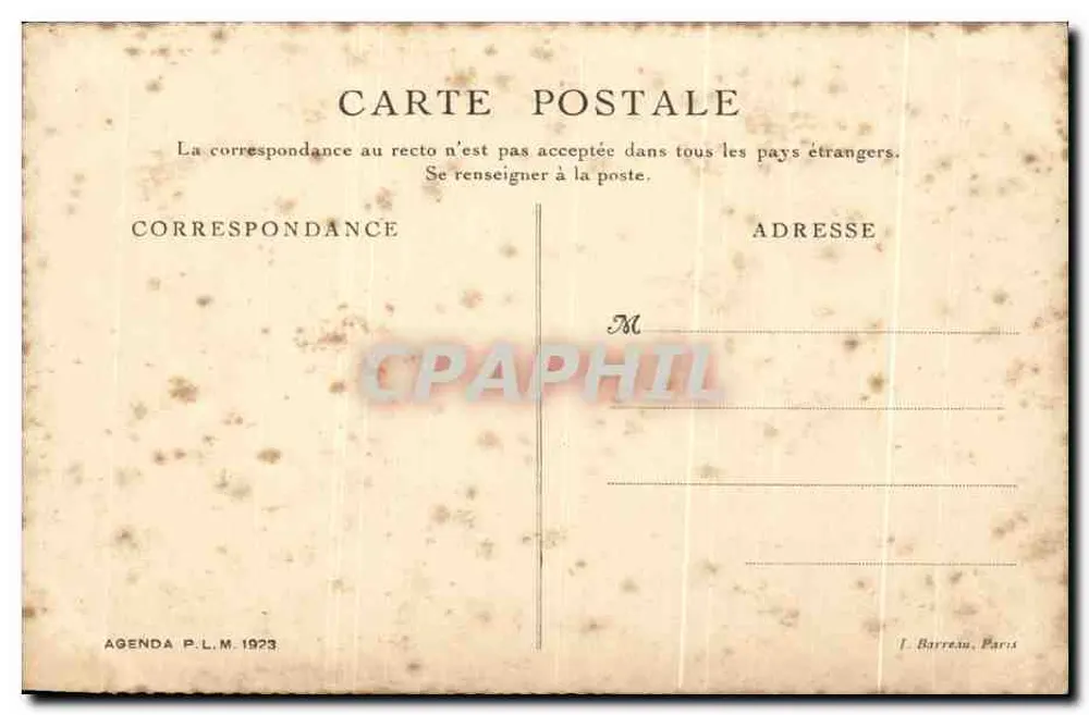 Isère. Bourg-d'Oisans — Signal do Prégentil — Agenda P.L.M. 1923 - Verso