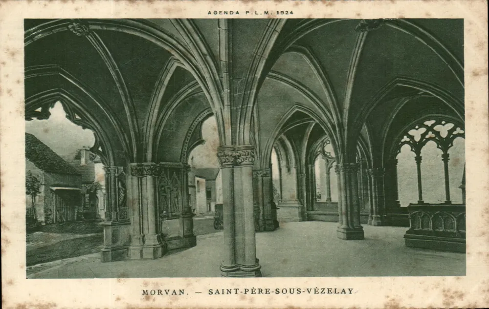 Saint-Père-sous-Vézelay — Interior da capela gótica — Agenda P.L.M. 1924 - Frente