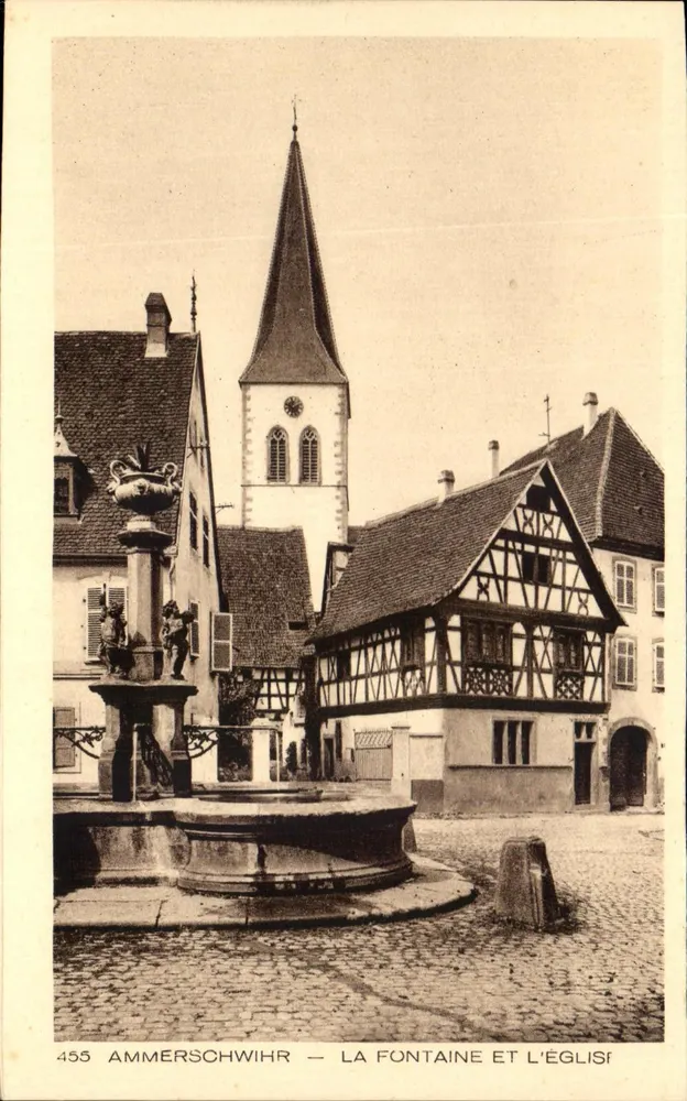 Ammerschwihr — Die Fontäne und die Kirche — Sammlung L'Alsace, Nr. 455 - Vorderseite