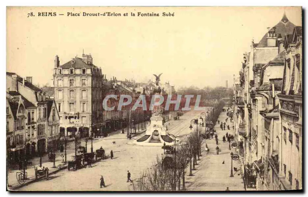 Reims — Place Drouet-d'Erlon und die Fontaine Subé - Vorderseite