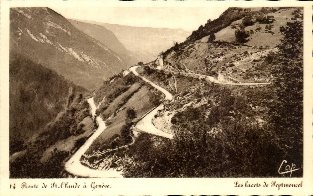Os curvas de Septmoncel — Estrada de St-Claude para Genebra — Cyp - Frente
