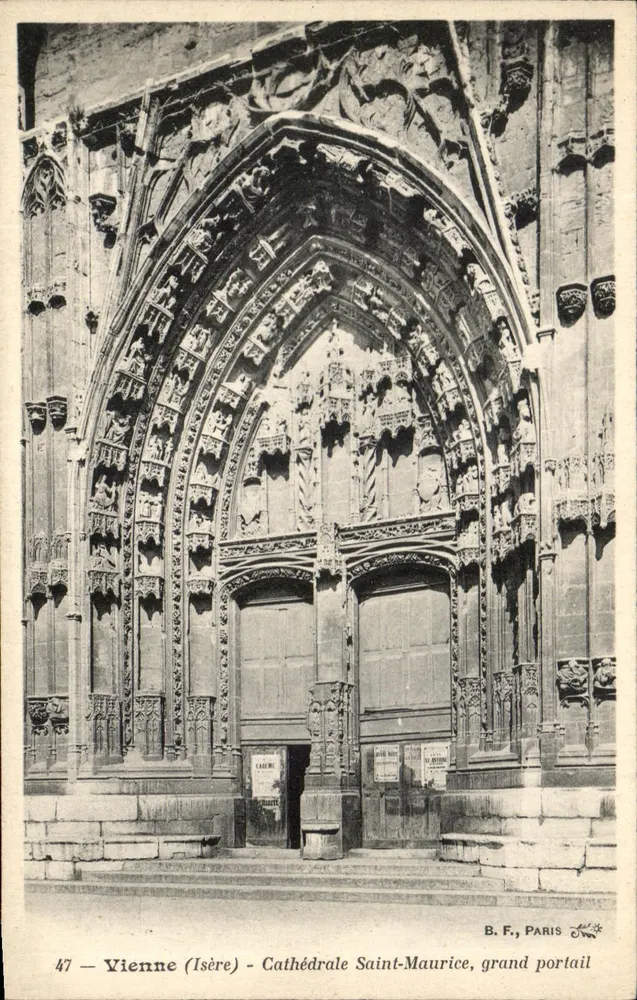 Vienne (Isère) - Kathedrale Saint-Maurice, großes Portal — B. F., PARIS, n° 47 - Vorderseite