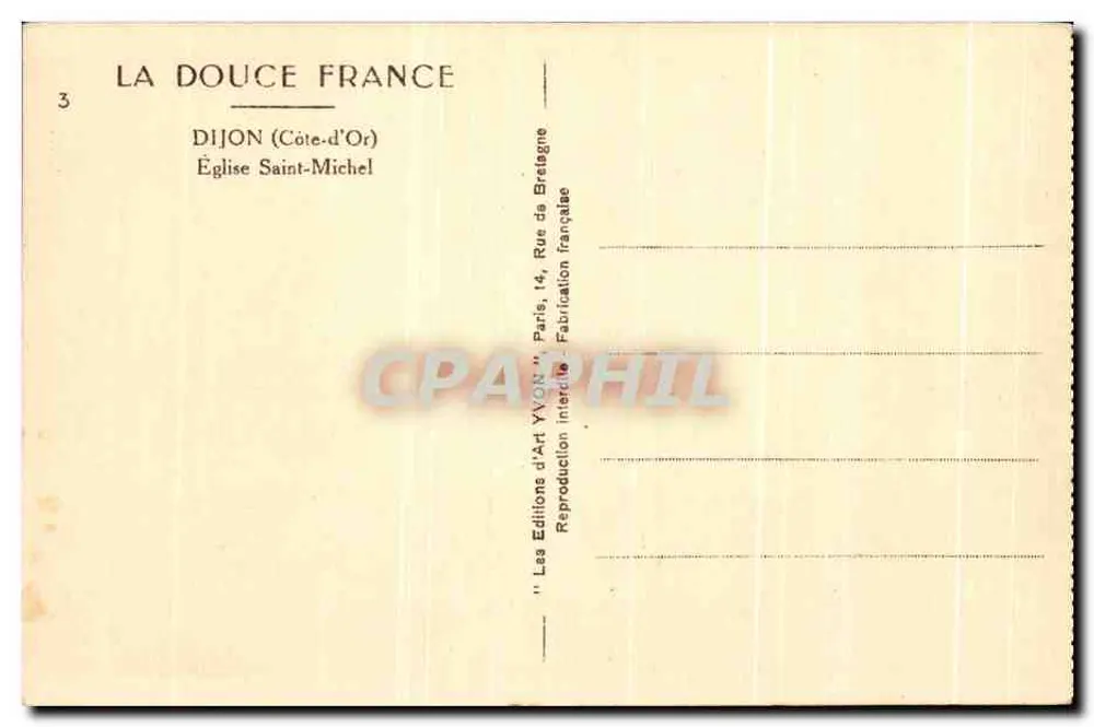 Dijon (Côte-d'Or) — Kirche Saint-Michel — Éditions d'Art YVON - Rückseite