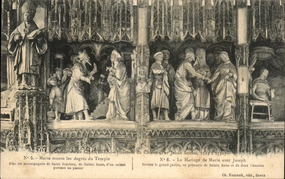 Kathedrale von Chartres — Balken des Chors — Szenen aus dem Leben der Maria (von Jehan Soulais, 1523-1530) - Vorderseite