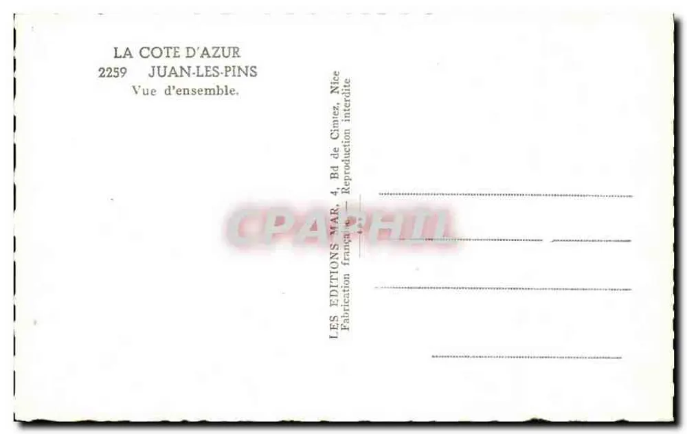 Übersicht von Juan-les-Pins — Die Côte d'Azur — Éditions Mar, Nice - Rückseite