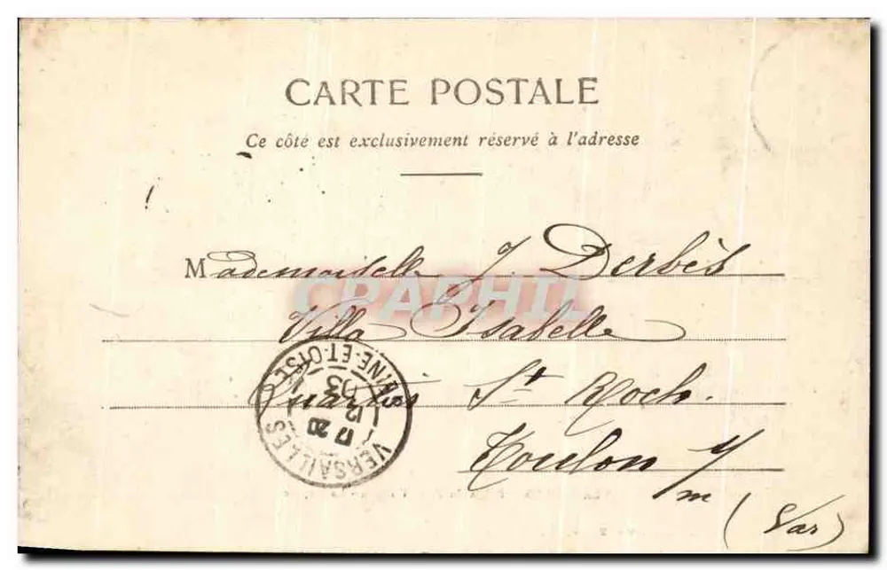 Versailles - Palácio do Petit Trianon - A Fachada — Fototipia A. Bergeret e Cie, Nancy — Mme Moreau, editora, Versailles - Verso