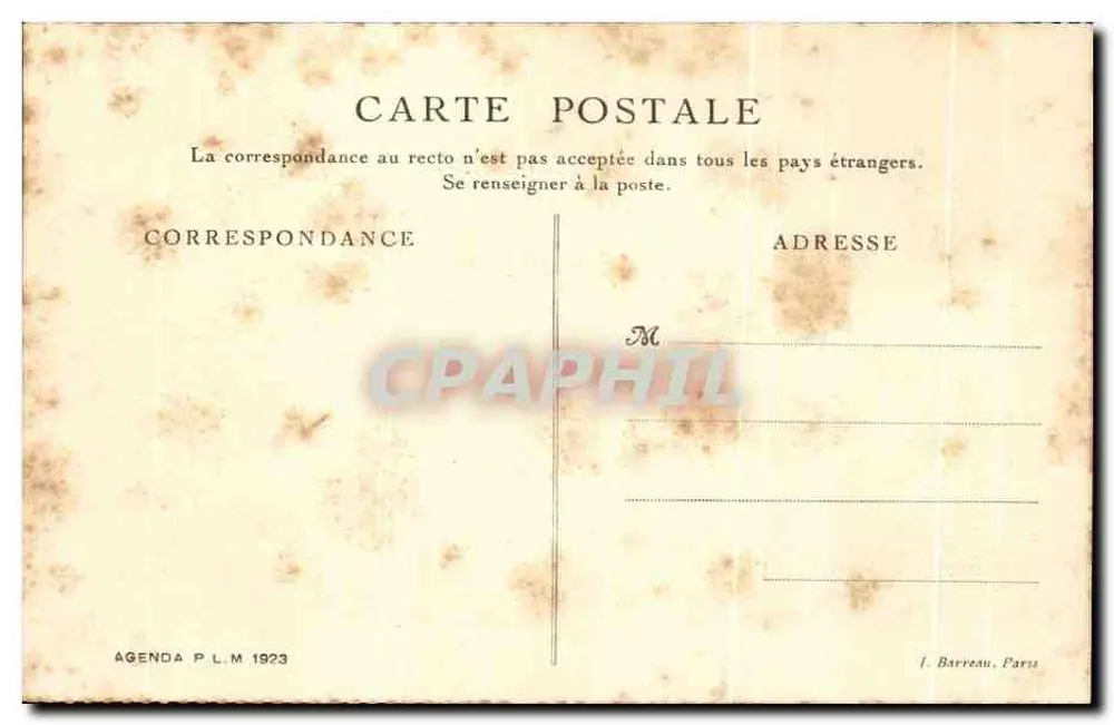Schloss Fontainebleau — Saal Henri II — Agenda P.L.M. 1923 - Rückseite