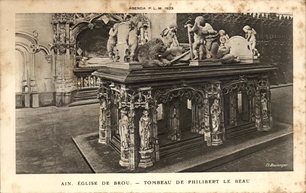 Kirche von Brou — Grabmal von Philibert Le Beau — Cl. Boulanger, Agenda P.L.M. 1923 - Vorderseite