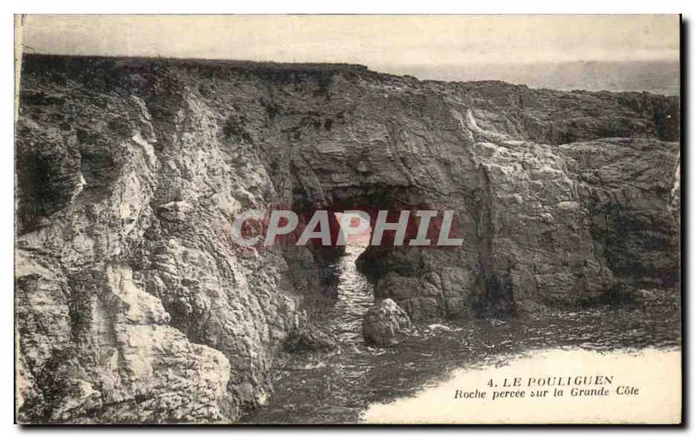 Le Pouliguen — Durchbrochener Felsen an der Grande Côte — J. Nozais, Verlag, Nantes - Vorderseite