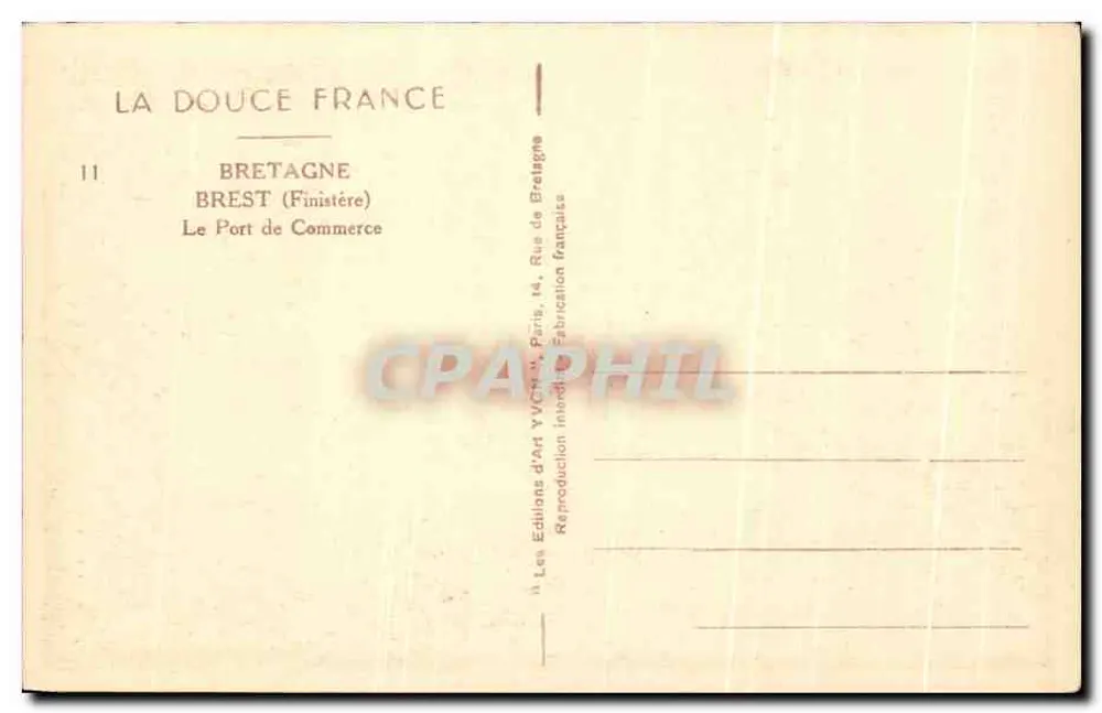 Brest (Finistère) — O Porto Comercial — Les Éditions d'Art Yvon, Paris - Verso