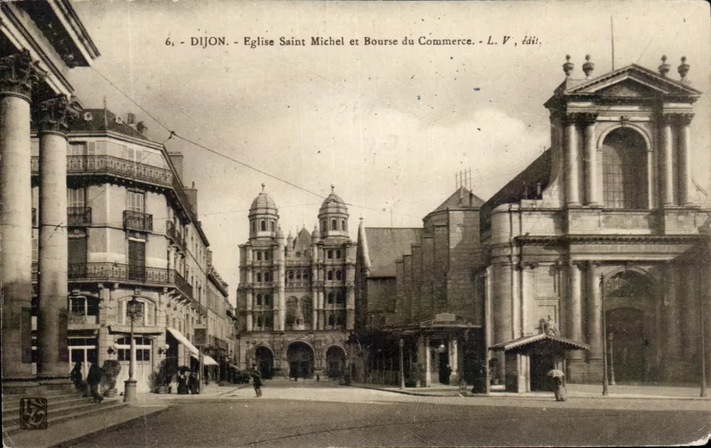 Dijon - Igreja de São Miguel e Bolsa do Comércio — L. V., editor - Frente