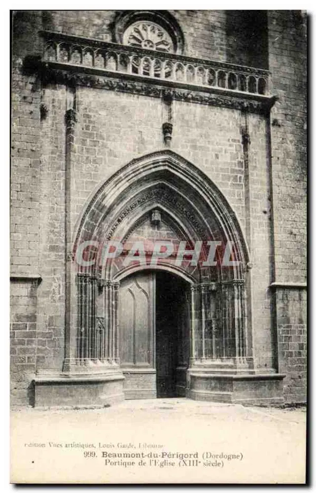 Beaumont-du-Périgord — Gotischer Portikus der Kirche (13. Jahrhundert) — Edition Vives artistiques, Louis Garde, Libourne - Vorderseite