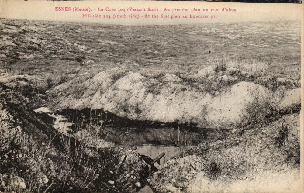 ESNÉS (Meuse) - A Cote 304 (Versante Sul) - No primeiro plano um buraco de obus - Frente
