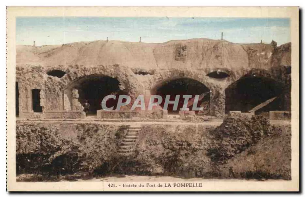 Eingang zum Fort von LA POMPELLE — Ansicht der Bögen und Rampen — Jacques Fréville, Reims, n° 421 - Vorderseite