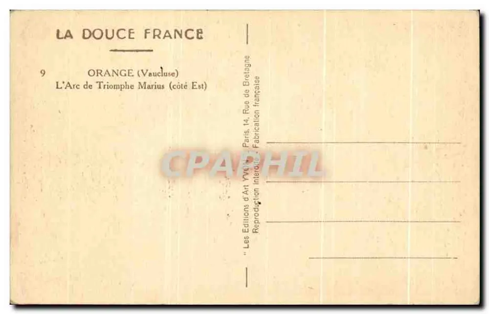 Arc de Triomphe Marius — Orange (Vaucluse) — Les Éditions d'Art Yvonne, Paris - Rewers