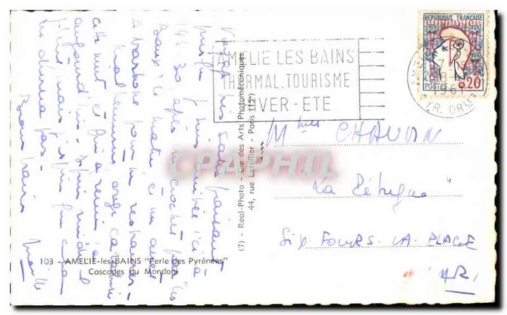 Cascaden des Mondain — Amélie-les-Bains — Verlag Real-Photo - Rückseite