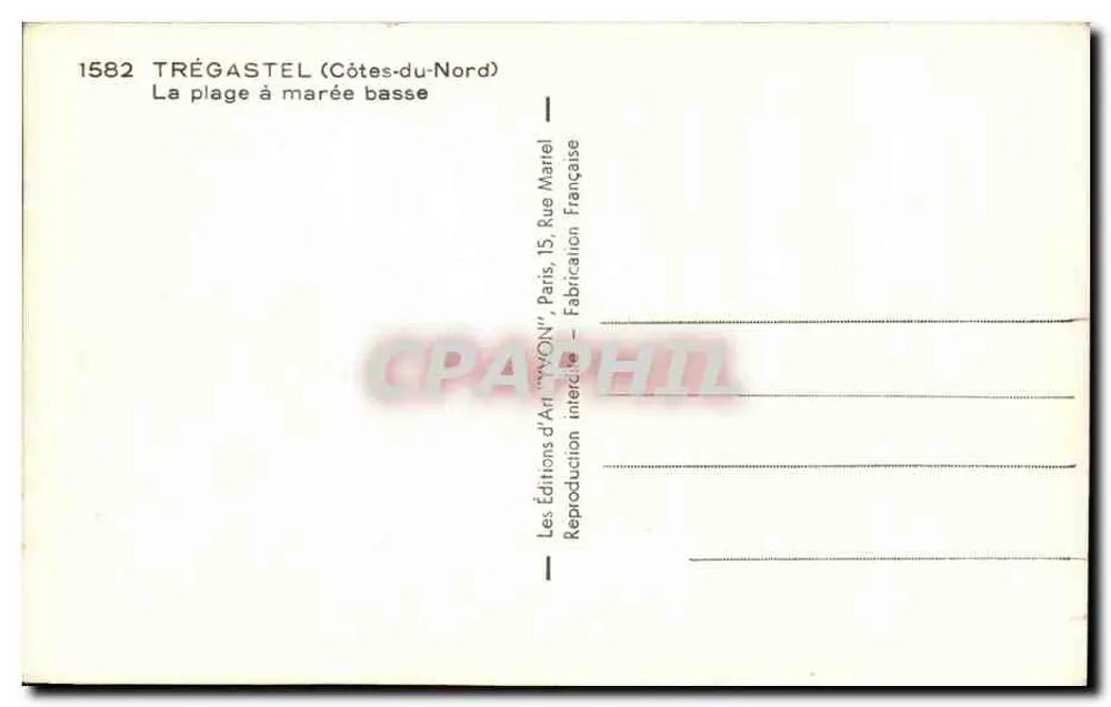 Trégastel (Côtes-du-Nord) — Plaża przy niskiej wodzie — Wydawnictwo Sztuki 'VYVON', Paryż - Rewers