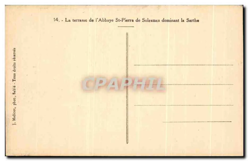 Terrasse der Abtei Saint-Pierre de Solesmes, die Sarthe überblickend — J. Malicor, phot. Sablé - Rückseite