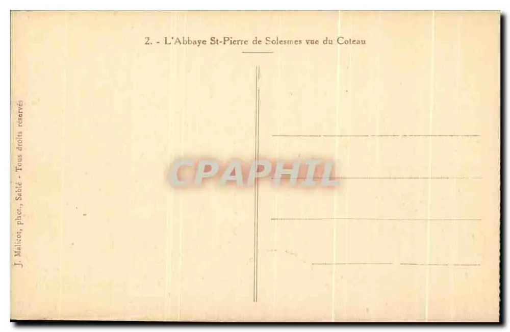 L'Abbaye Saint-Pierre de Solesmes von der Coteau aus gesehen — J. Maliton, phot., Sablé - Rückseite